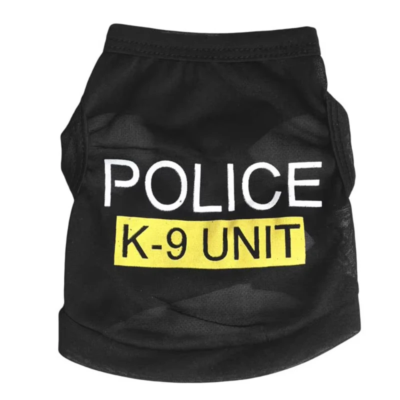 Police Suit Cosplay Dog Clothes Black Elastic Vest Puppy T-Shirt Coat Accessories Apparel Costumes Pet Clothes  Dogs Cats Dog