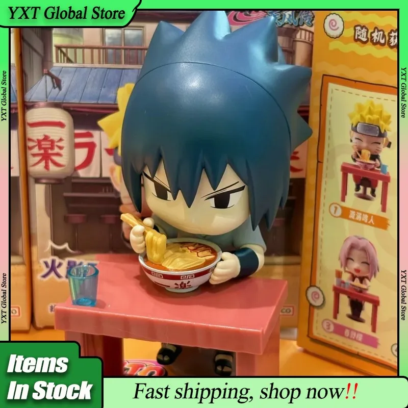 กล่องสุ่มฟิกเกอร์อนิเมะ นารูโตะ ชิปปุเด็น ลายบะหมี่ ยี่ห้อ Bandai ตัวละคร อุซึมากิ นารูโตะ และ ซาสึเกะ ของตกแต่งโต๊ะทำงาน ของขวัญคริสต์มาสสำหรับเด็กผู้ชาย