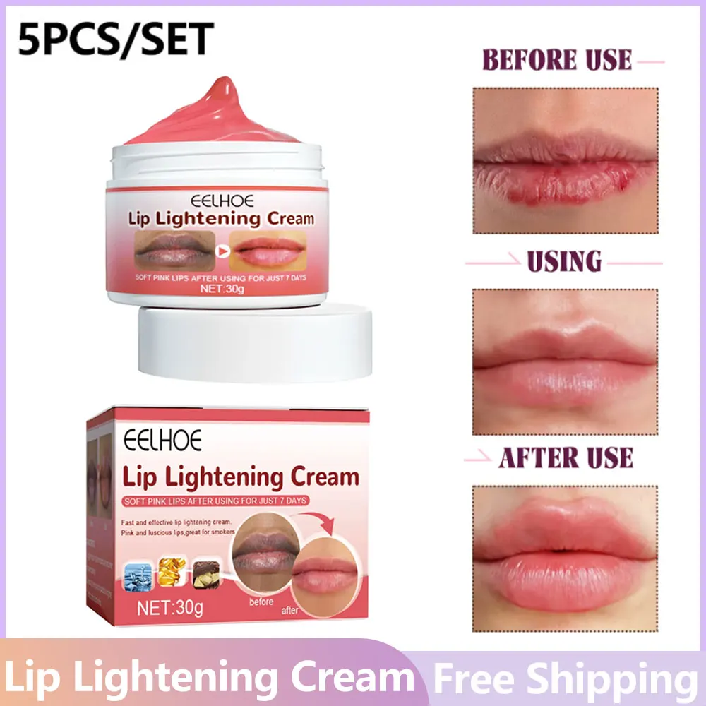 EELHOE 5 pz/set crema schiarente per le labbra balsamo per le labbra idratante dissolvenza linee per le labbra rossetto Anti-cracking a lunga durata trucco per la cura delle labbra