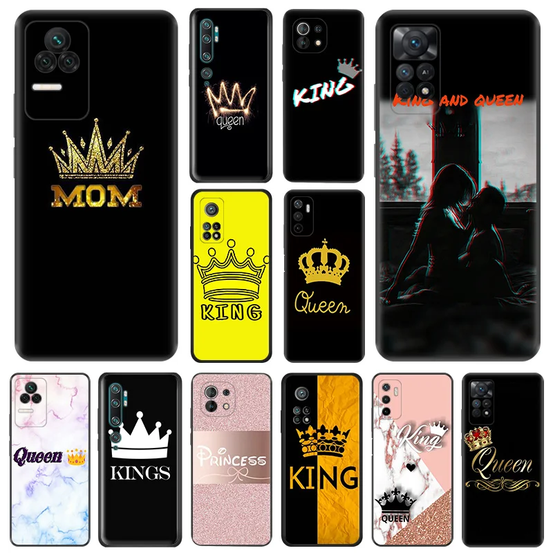 Matte Phone Case For Redmi Note 11 Pro 10 11s 10s 10a 10c Xiaomi 11t 10t Note10 Lite King Queen Marbel Black Soft Cover