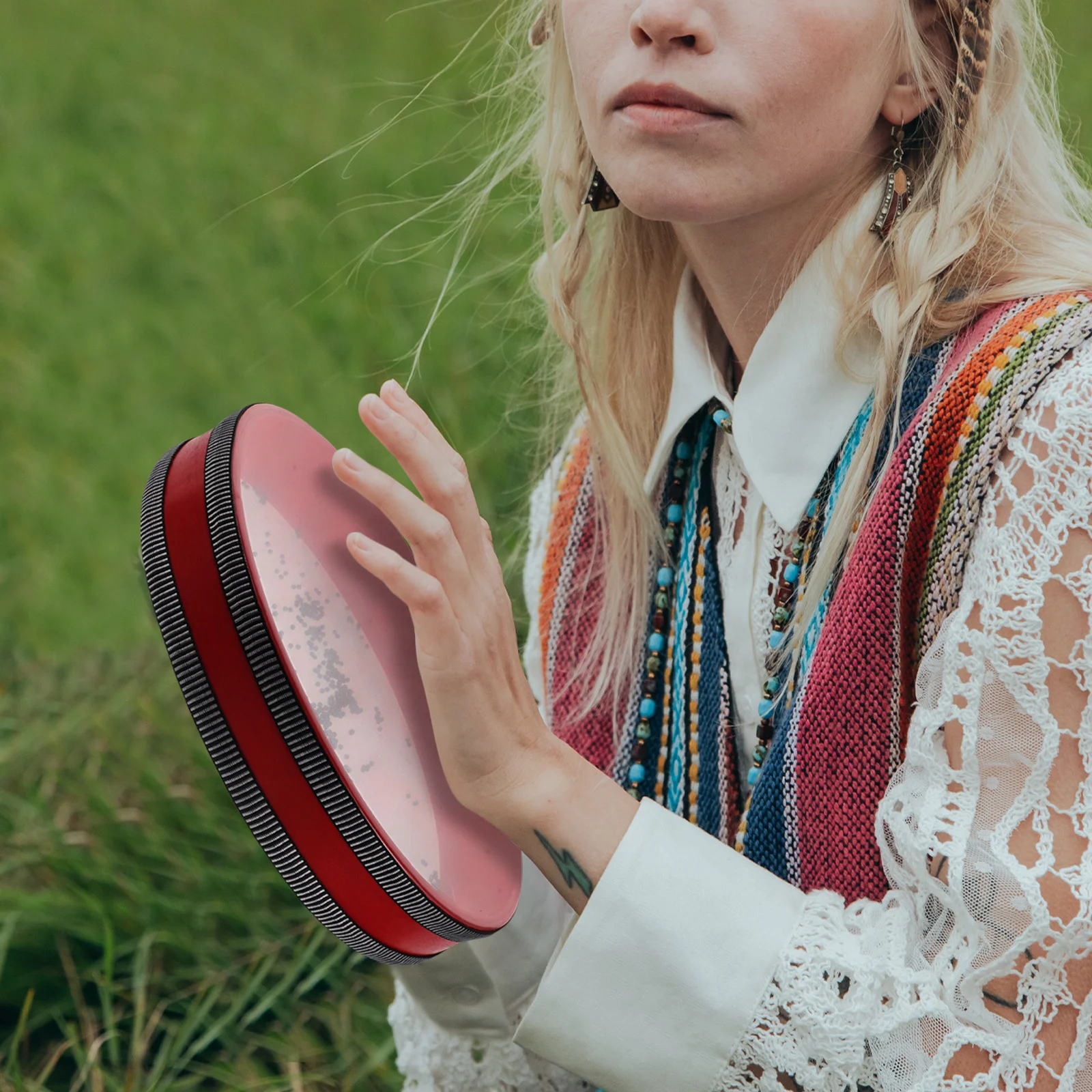 

Children's Drum Orff Sea Sound Instrument Wave Beaded Drum Crisp Sound Portable Design for Music Classrooms Weddings Camping