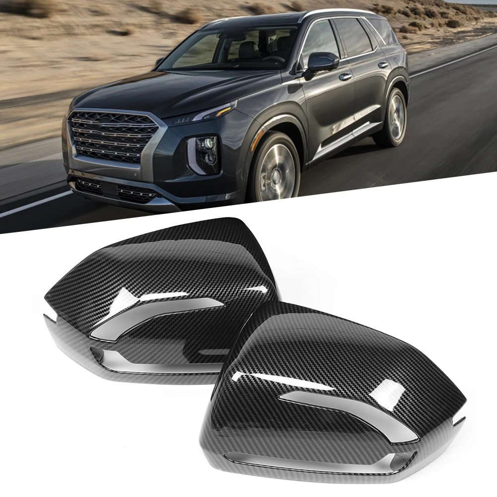 

2 шт. крышка зеркала заднего вида, корпус, подходит для Hyundai Palisade 2019-2020, текстура углеродного волокна