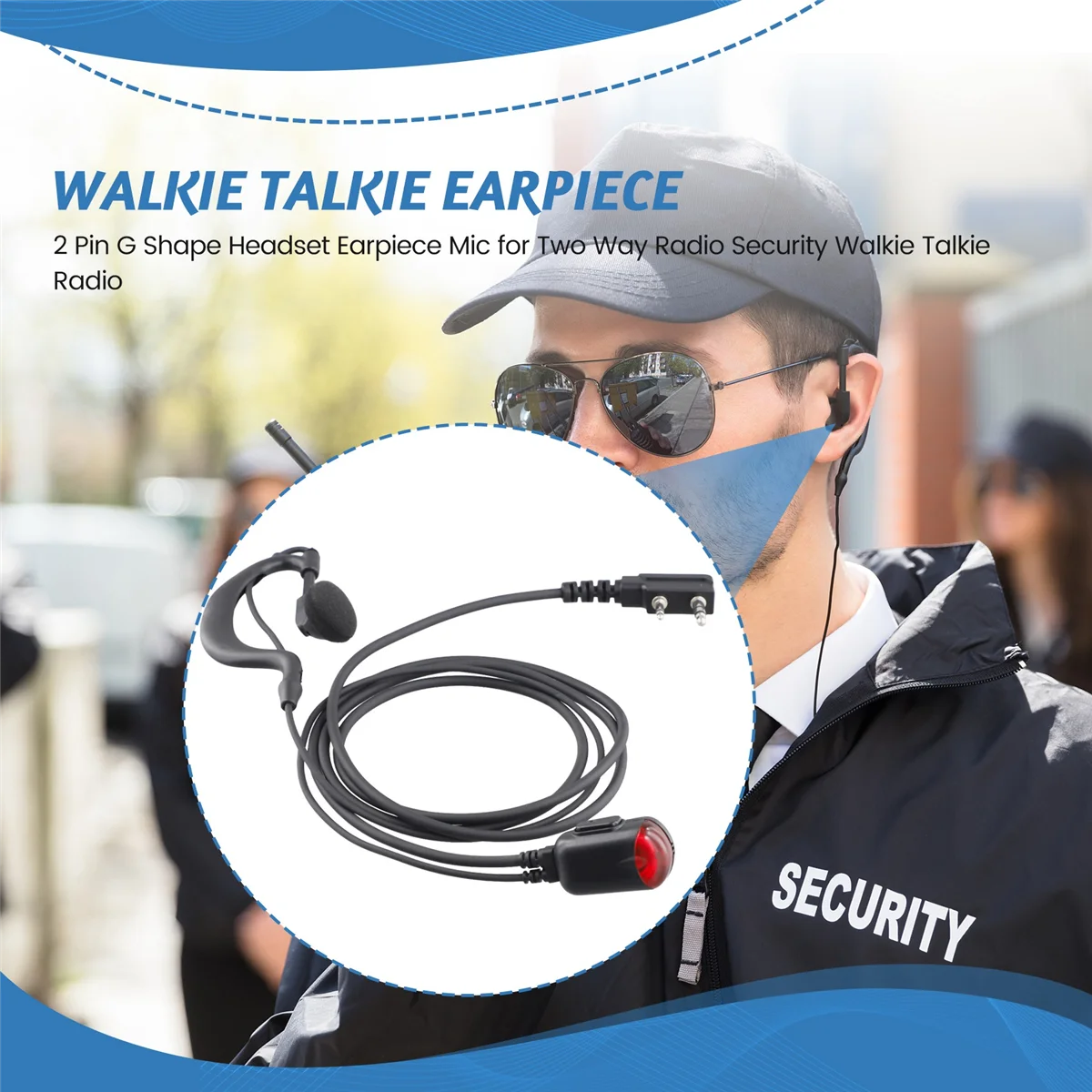 2-контактная гарнитура G-образной формы, наушник с микрофоном для двусторонней радиосвязи, рация безопасности для Kenwood BAOFENGABGI