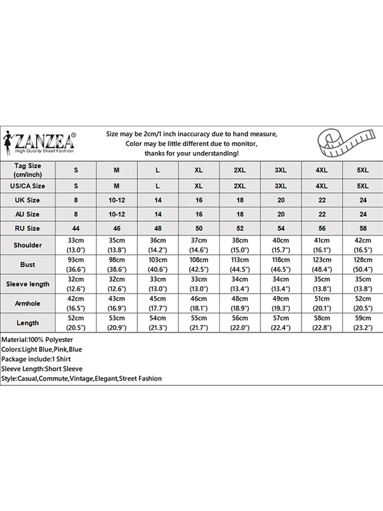 ZANZEA المرقعة قمصان دنيم المرأة بلوزات الصيف فضفاضة غير رسمية 2025 موضة وهمية 2 قطعة Blusas الإناث بدوره إلى أسفل طوق تونك