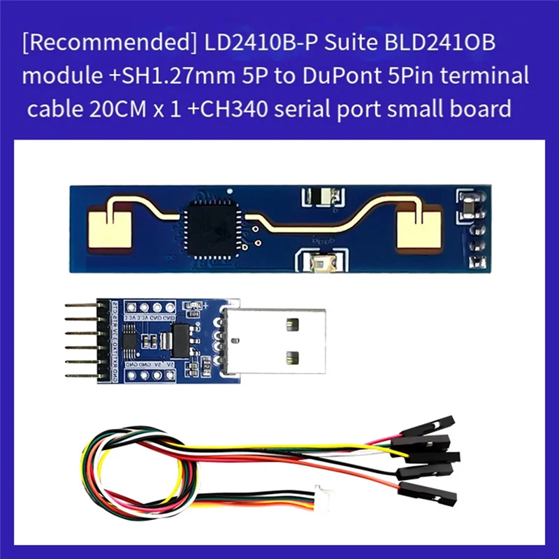 A23F-LD2410B 24Ghz Radar Human Presence Sensing Module With BT+CH340 Adapter+Cable 5V LD2420 Millimeter Wave Motion Sensor