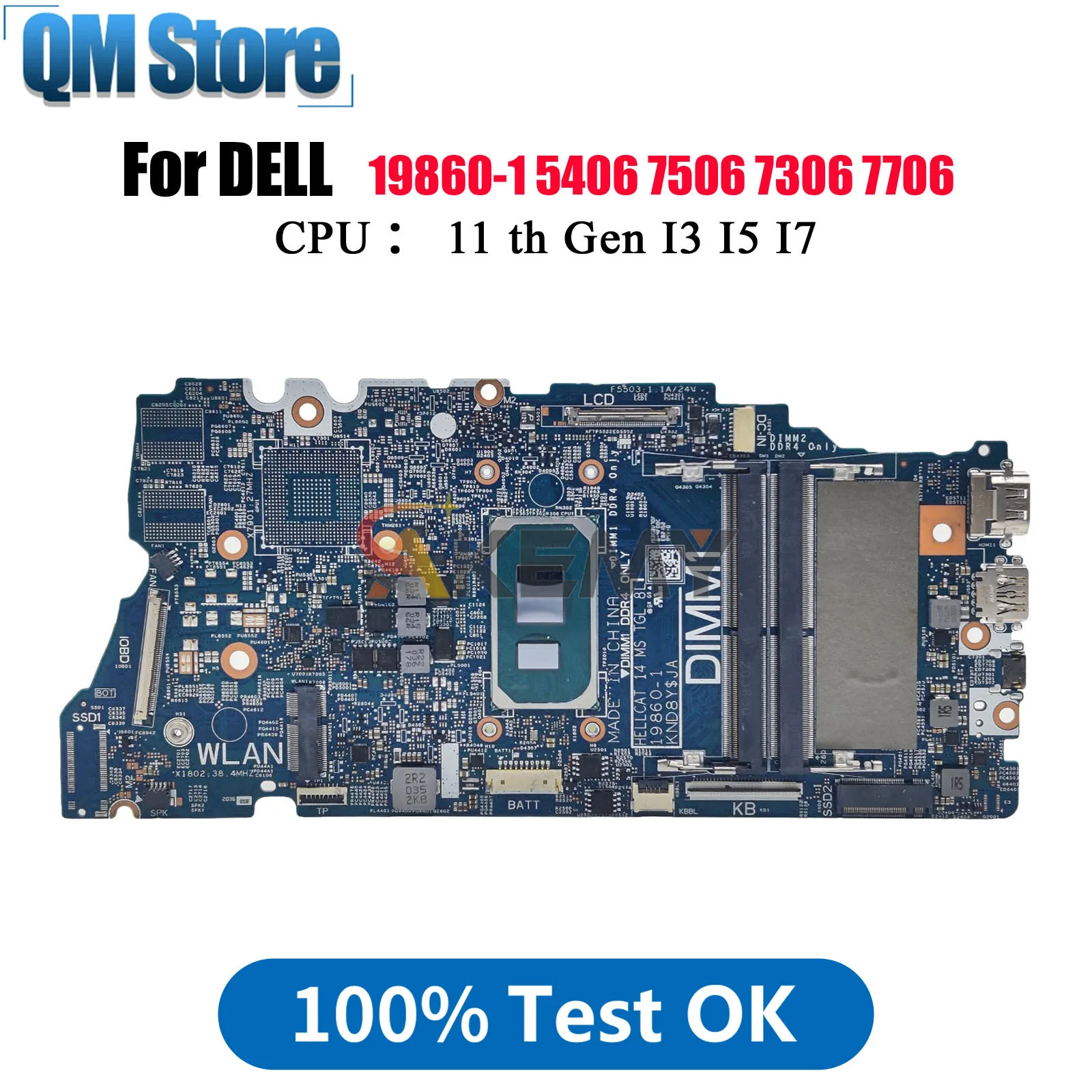 

CN-0FW6F0 0VMRNH For Dell Inspiron 14 7506 7306 5406 7706 2-in-1 Laptop Motherboard 19860-1 with i5 i7 CPU Tested OK