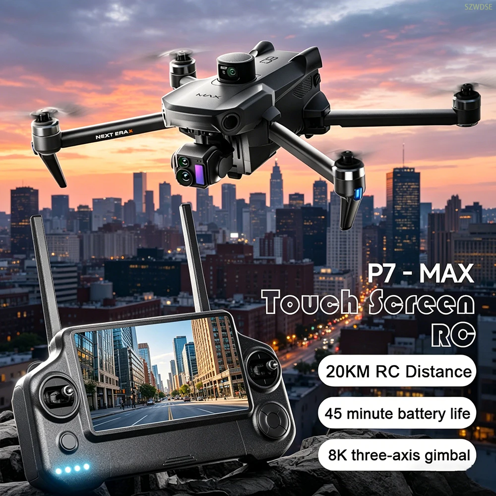 P7 MAX 5G FPV Drone GPS Drone Camera 3-axis Gimbal folk Screen Remote Control Control Gimble Mini RC UAV With Obstacle Avoidance