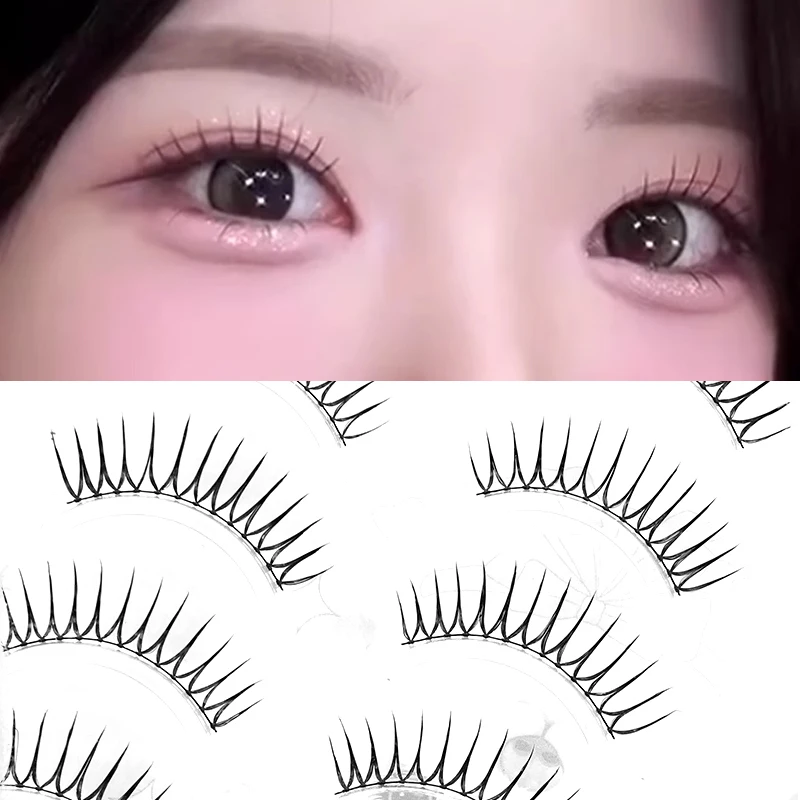 인조 속눈썹 5 쌍 한국 V 자형 걸그룹 속눈썹 0.14mm 소프트 내추럴 클리어 속눈썹 밍크