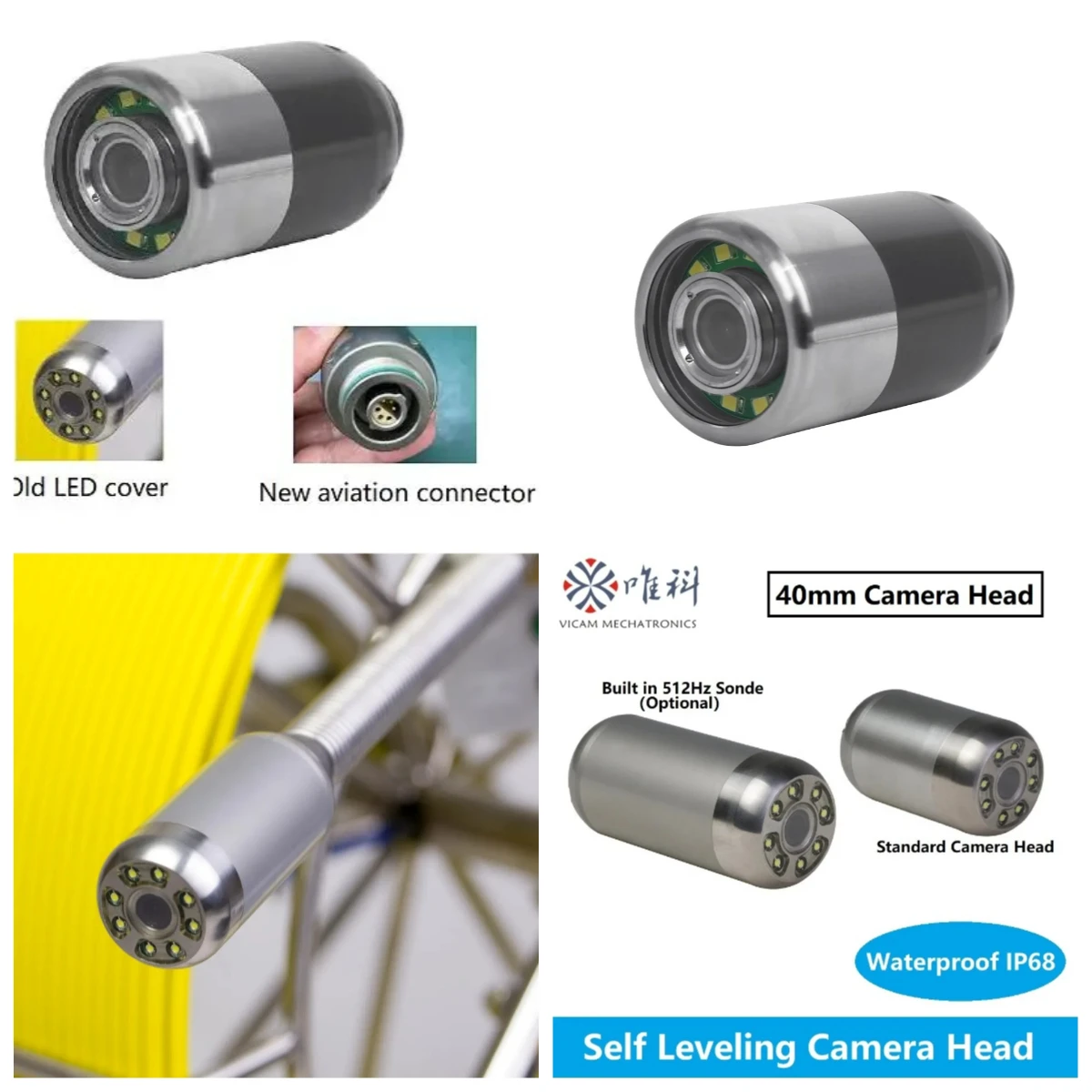 

40mm Self-Leveling Image Sewer Camera Head with 512Hz Transmitter (Optional) Camera Spare Parts