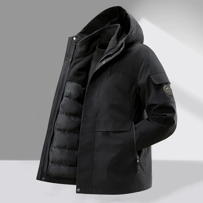 

Casual Men's Warm Hooded Cotton-Padded Jackets Outdoors Comfort Removable Hat Coats Winter Fashion Casual Thickening Tops Men
