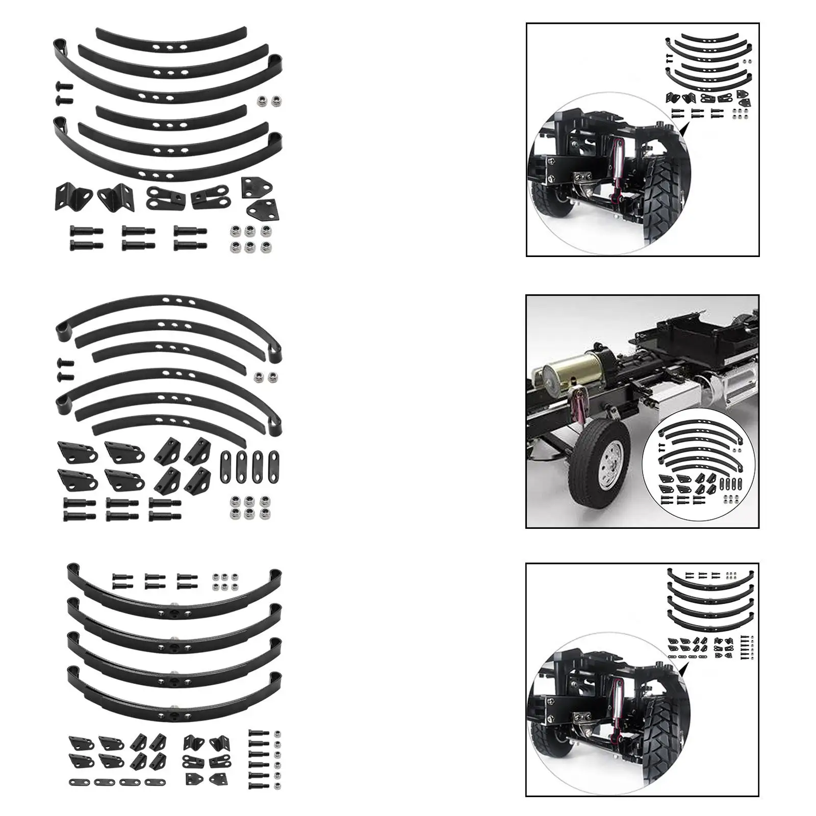 Molla di sospensione di simulazione 1/14, metallo portatile leggero ad alte prestazioni per autocarro con cassone ribaltabile RC, accessori neri Parte di auto RC