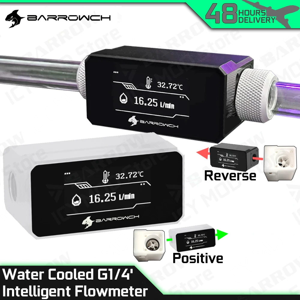 

Barrowch Digital Display Flow and Water Temperature Meter for Real-Time Monitoring Computer water cooling MOD FBFT07