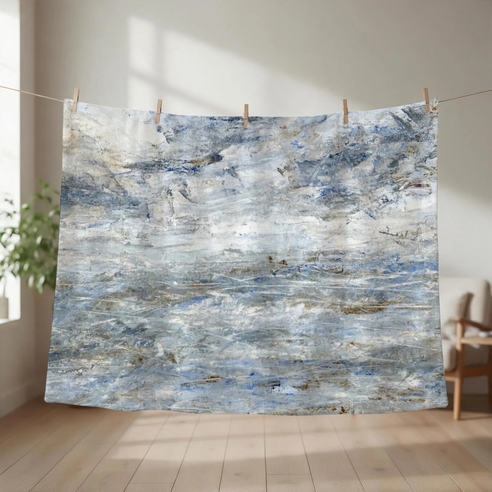Abstract Seascape in Grey and Blue Throw Blanket Quilt Warm wednesday Sofa Throw Blankets