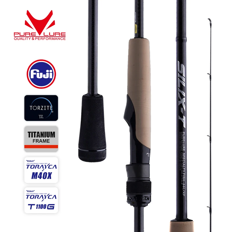 PURELURE SILIX-T 1피스 로드 Fuji Torzite 링 초고속 액션 Zander Bass 파이크 코르크 핸들 Toray T1100G 및 M40X 천