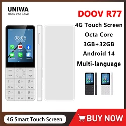 DOOV R77 4G Smart Touch Screen Keypad Mobile Phone without Camera 2.8 Inch 3GB+32GB 2100mAh Android 14 Whatsapp Hebrew keyboard