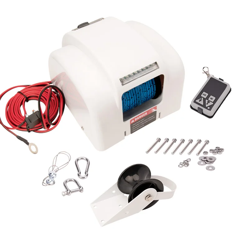 Treuil électrique d'ancrage pour eau salée avec télécommande sans fil pour bateaux – Capacité d'ancrage robuste de 45 lb