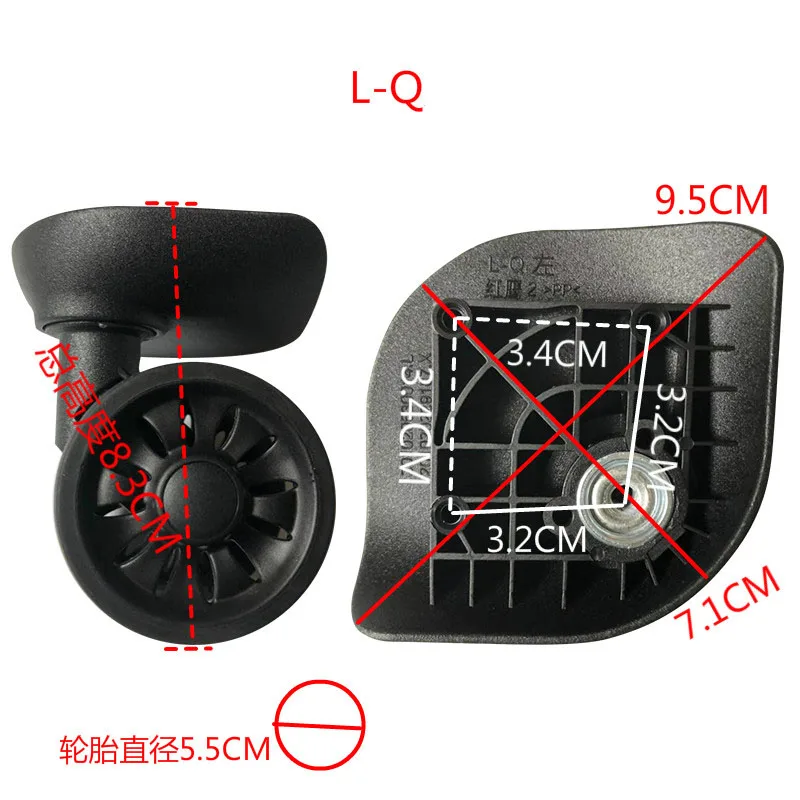 2Pcs Double Row Silent Luggage Wheels L-Q Durable Caster for travel bag Trolley Case Repair