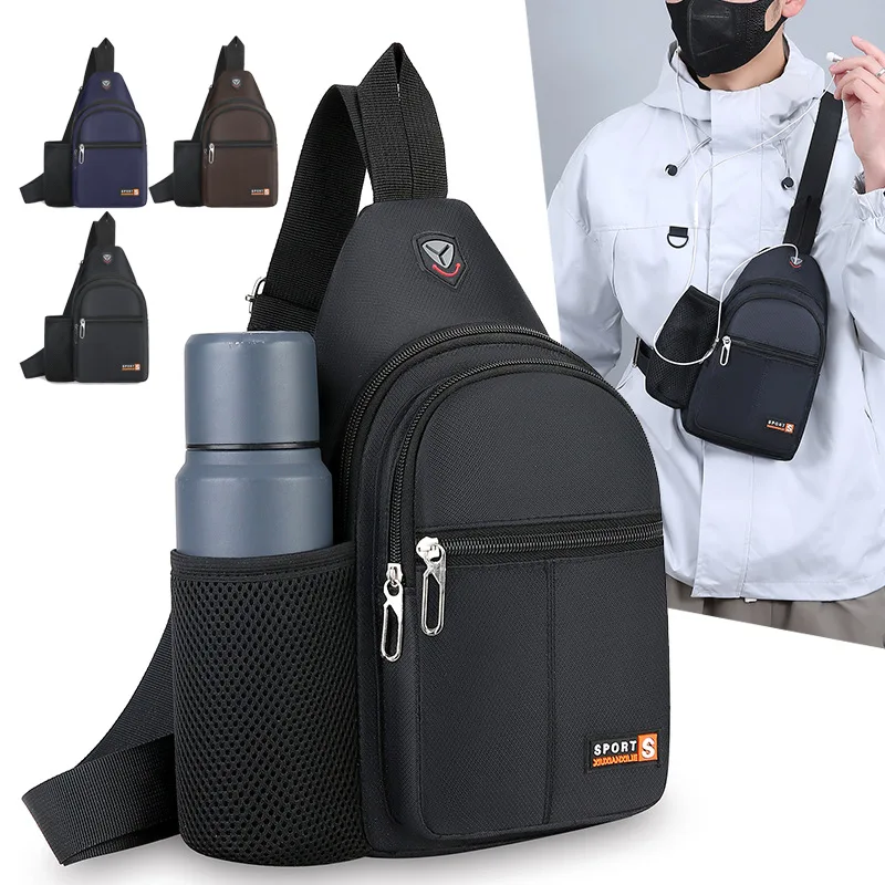 New Waterproof Crossbody Bag, Fashionable Chest Bag, Multifunctional Casual Single Shoulder Water Cup, Men's Backpack for Travel