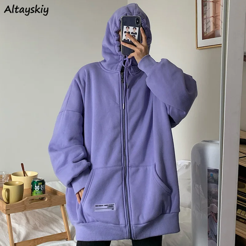 

Hoodies Women Long Sleeve Zip-up Hooded All-match Leisure Clothing Ulzzang Ladies Simple Autumn Korean Fashion New Design Casual