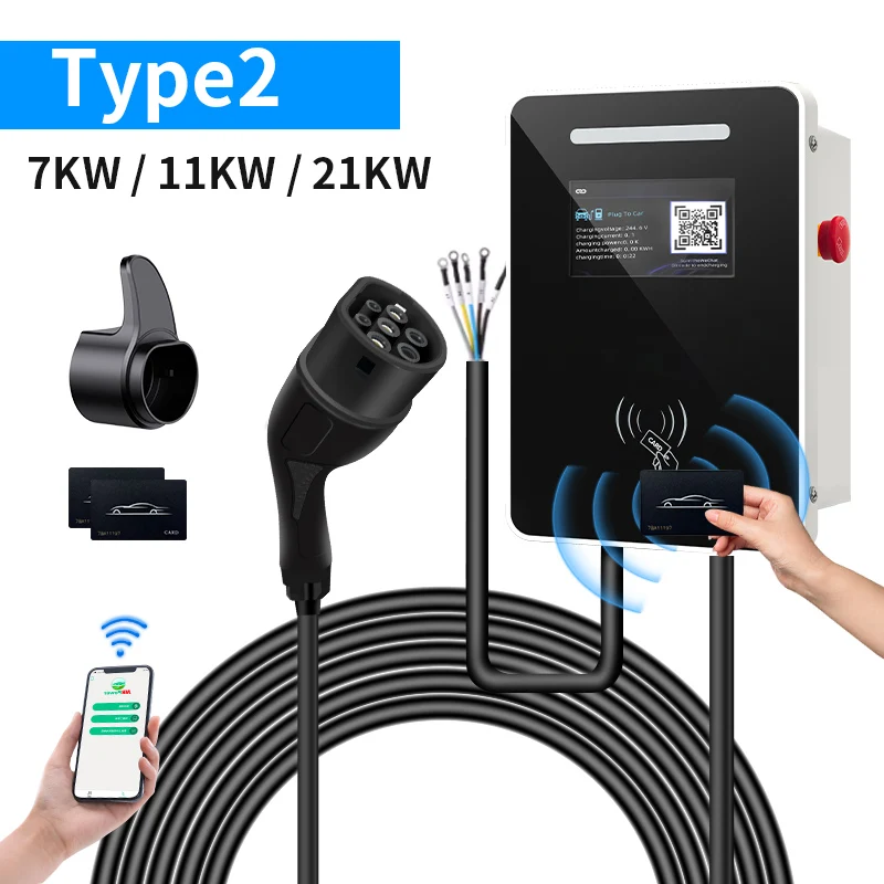 

Wall-mounted & Floor-standing J1772 Type2 EV Charger 7KW 11KW 22KW 3W
