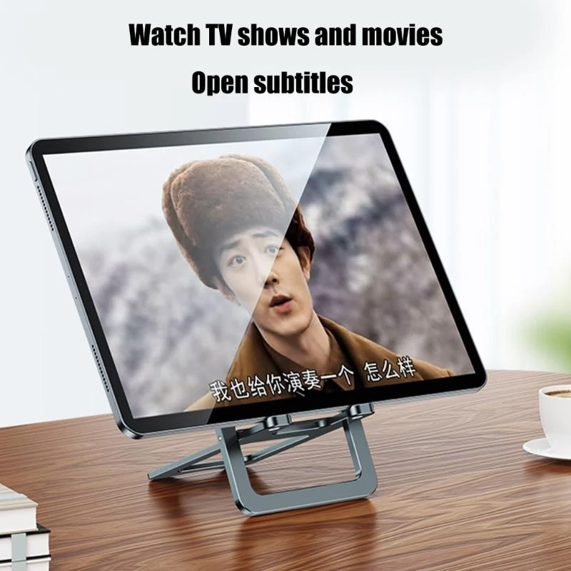 587B Portable Phone Holder Folding Stand for Tablets and Phones, Aluminum Alloy Desktop Holder for Home Offices Entertainment