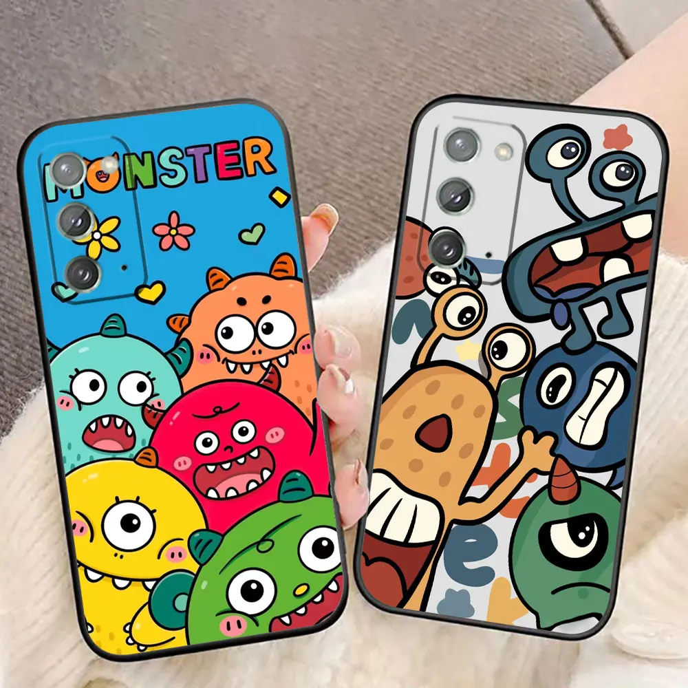 Cute Little Monster Stick Figure Phone Case For Samsung Galaxy A02S A03S A04E A05S A10E A10S M23 M53 NOTE 10 20 Case Funda Shell