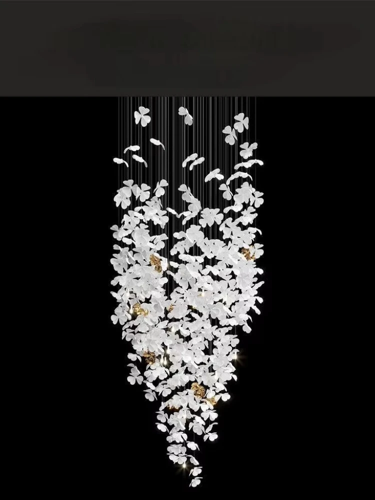 Customized hotel lobby banquet hall chandelier creative petal design duplex villa engineering decoration luxury chandelier
