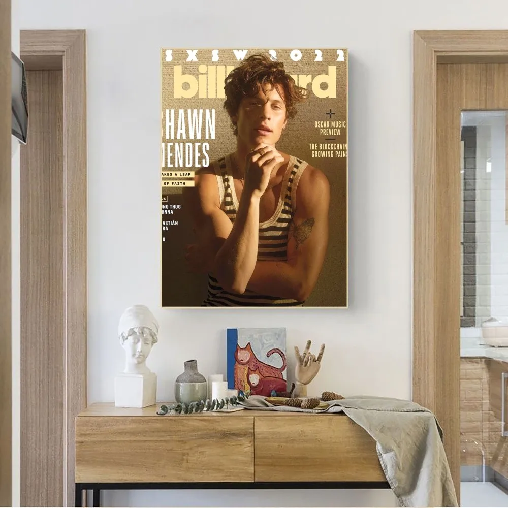 S-Shawn Mendes Popular Singer Poster No Framed Poster Kraft Club Bar Paper Vintage Poster Wall Painting Bedroom Study Stickers