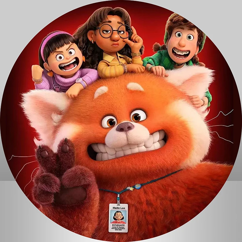 Turning Red Birthday Party Round Backdrop Cover Kids Baby Shower Photography Background Banner Circle Cake Table Bannner Custom