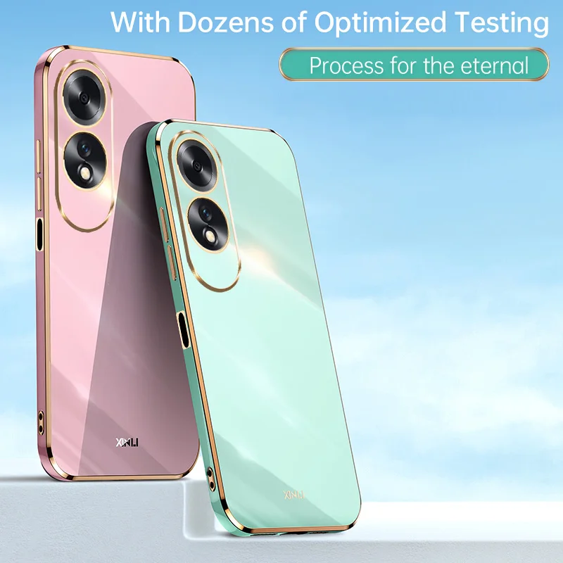 Custodia per telefono con placcatura quadrata di lusso per OPPO A60 4G OPPOA60 4G Cover posteriore in Silicone morbido antiurto