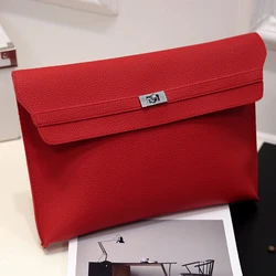 Rote Clutch Bag Frauen einfache Frauen Damen Clutch Pu Leder Umschlag Clutch Taschen Leder Frauen Litschi Muster Geldbörse Handtaschen