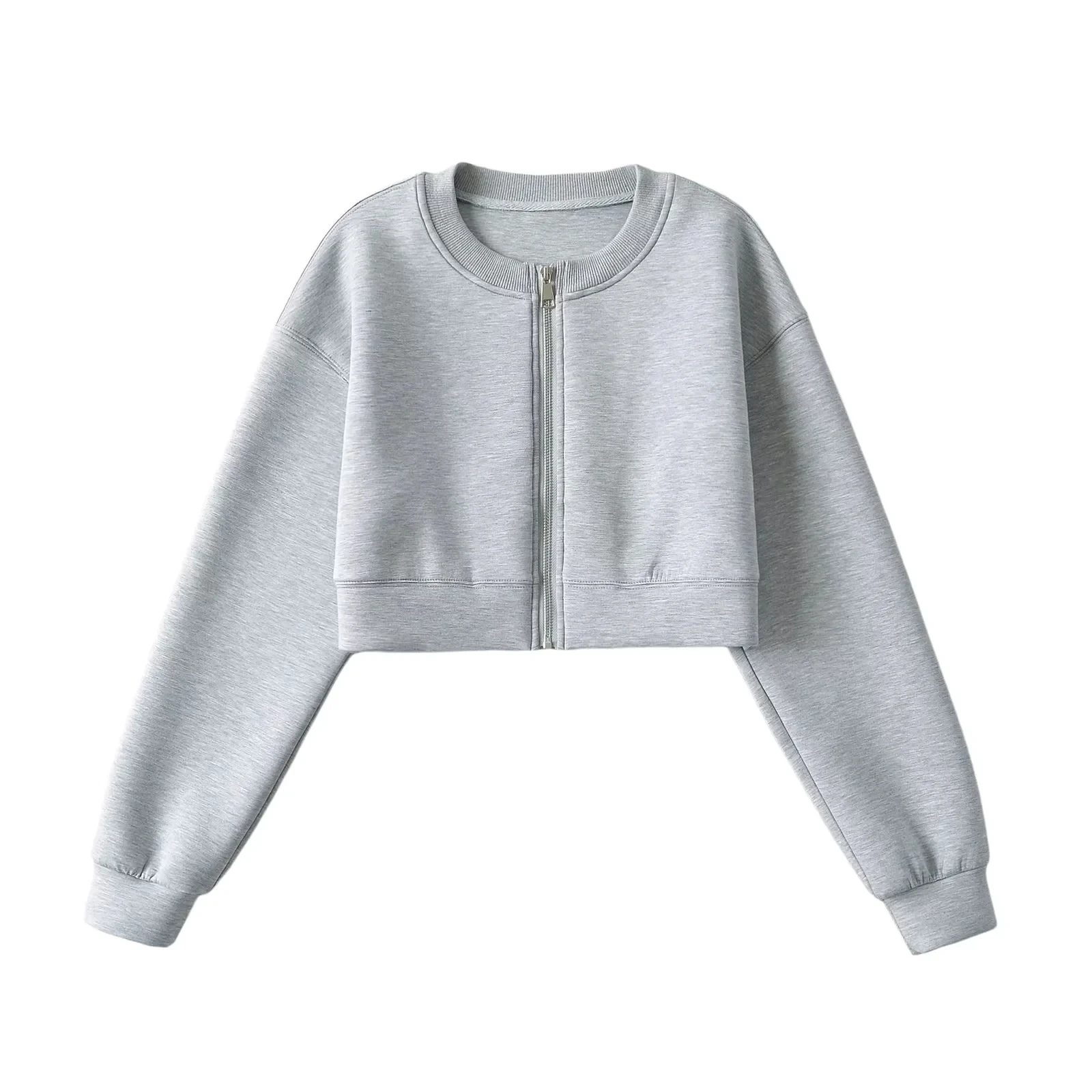 เสื้อสเวตเชิ้ตผู้หญิงสไตล์อเมริกัน รุ่นสปอร์ต คอลเลคชั่นฤดูใบไม้ร่วง 2024 ทรงกลม ดีไซน์เลเยอร์ แนวสตรีท แจ็คเก็ตเบสบอล แขนยาว เหมาะสำหรับใส่เดินทาง