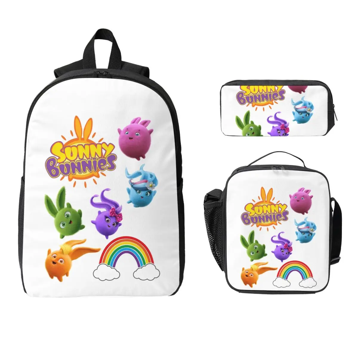 Sunny Bunnies Anime Cartoon Zaino Ragazzi Ragazze BookBag Borsa da scuola Borse a tracolla per computer Borsa da pranzo isolata 3ps Astuccio