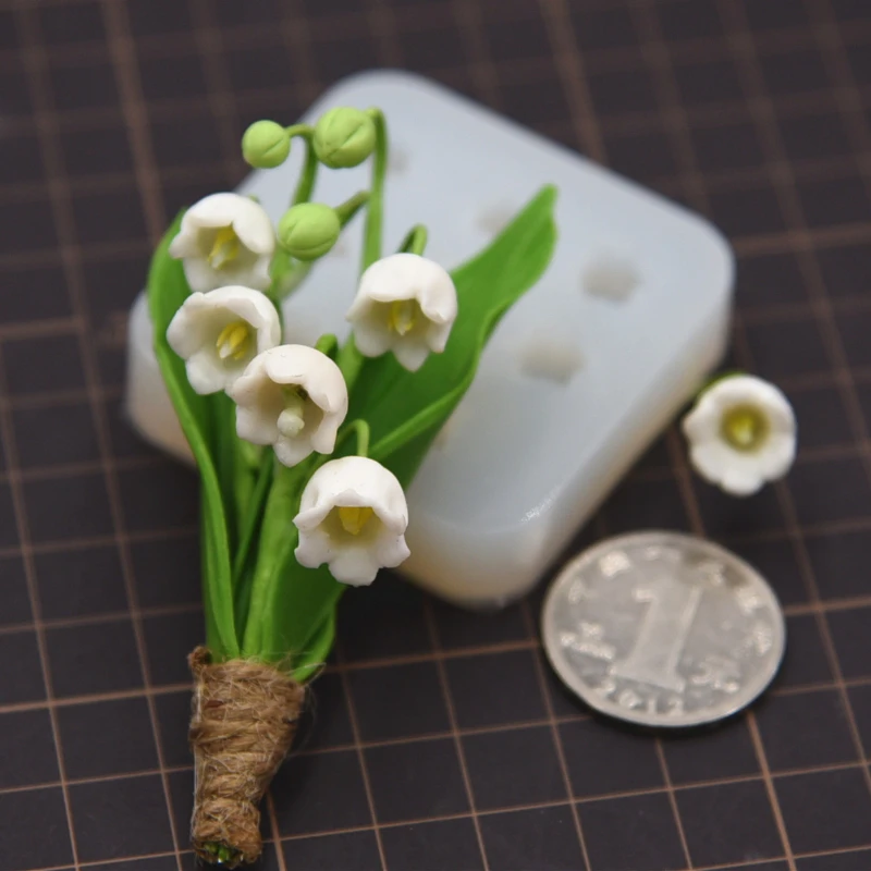 Mini Lily of The Valley Silicone Mold Resin Clay Fondant Sugar Flower Mold Diy Earrings Jewelry Pendant Polymer Clay Tool