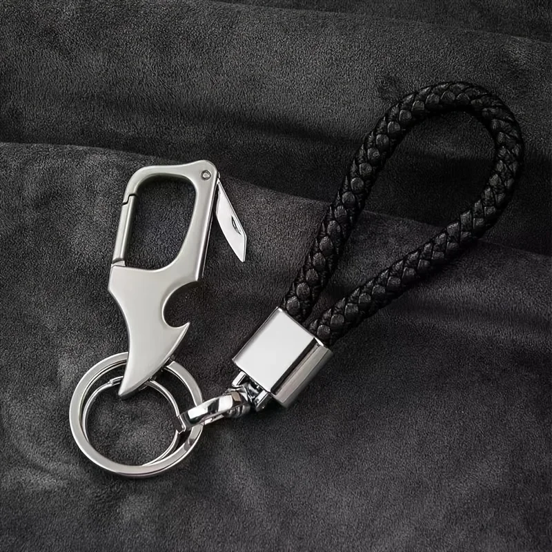 New Outdoor Folding Pocket Knife Key Chain Zinc Alloy Key Ring Camping Survival Tool Can Opener Portable Key Chain Pendant