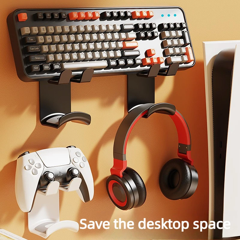 Headset Stand Wall Mount Desktop Dual‑use Game Controller Holder For PS5 PS4 Gaming Headphone Keyboard Universal Storage Bracket view 6