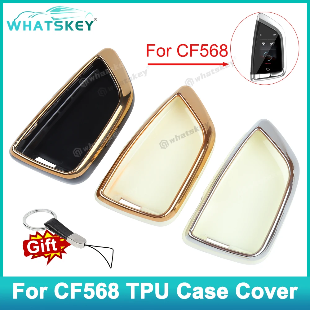 WhatsKey CF568 LCD Smart Remote Car Key Cover TUP Cover Case Protector With Chain CF568 Key for Protection Anti Falling Lose