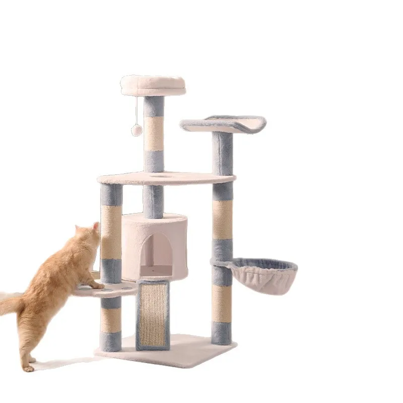 Luxury solid wood cat climbing frame, multi-layer cat toy scratch-resistant, cat scratch column jumping platform