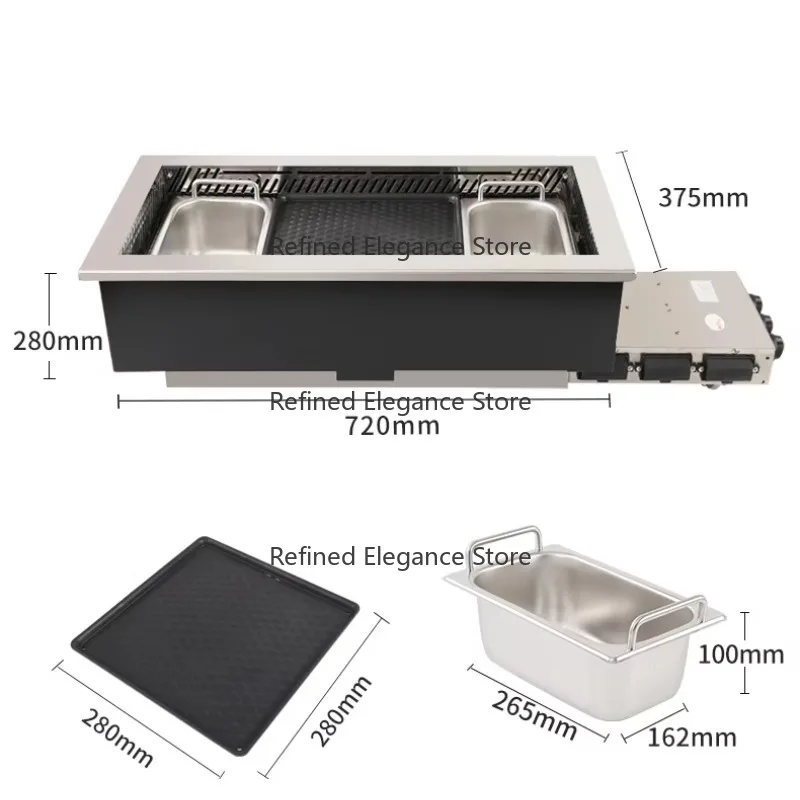 High End Commercial Catering Multi‑function Dining Table Roast Boil Integrated Table For Food Shop