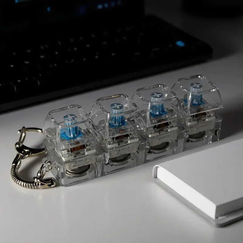 1 Stück LED-Tastatur-Schlüsselanhänger, Stressabbauendes Klickspielzeug mit LED-Tasten für Menschen mit Angstzuständen, Büroschreibtisch-Accessoire – Detail 14