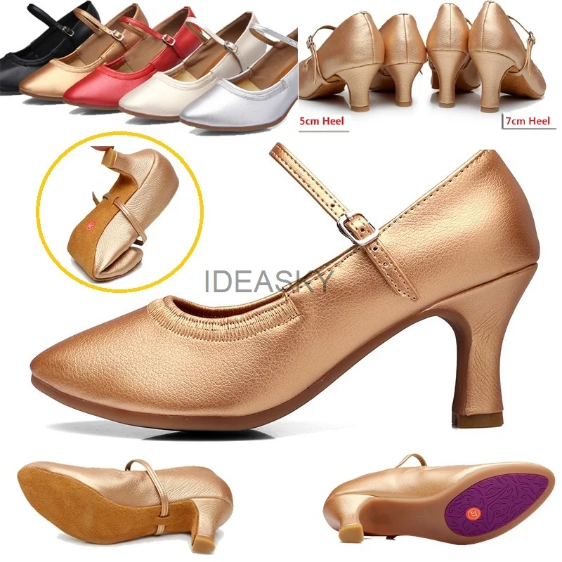 Modern Dance Shoes Women Girls Dancing Shoes High Heeled Ballroom Suede rubber sole Latin Dance Shoes For Women 5CM 7CM Heel