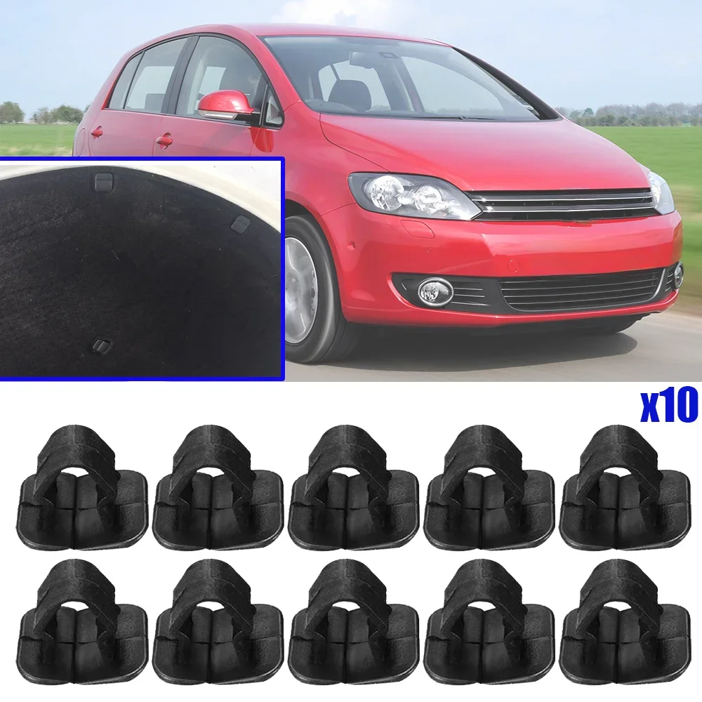 10x Car Hood Bonnet Insulation Clip Rivet Retainer New For VW Golf Plus 2004 2005 2006 2007 2008 2009 2010 - 2014 1H5863849A01C