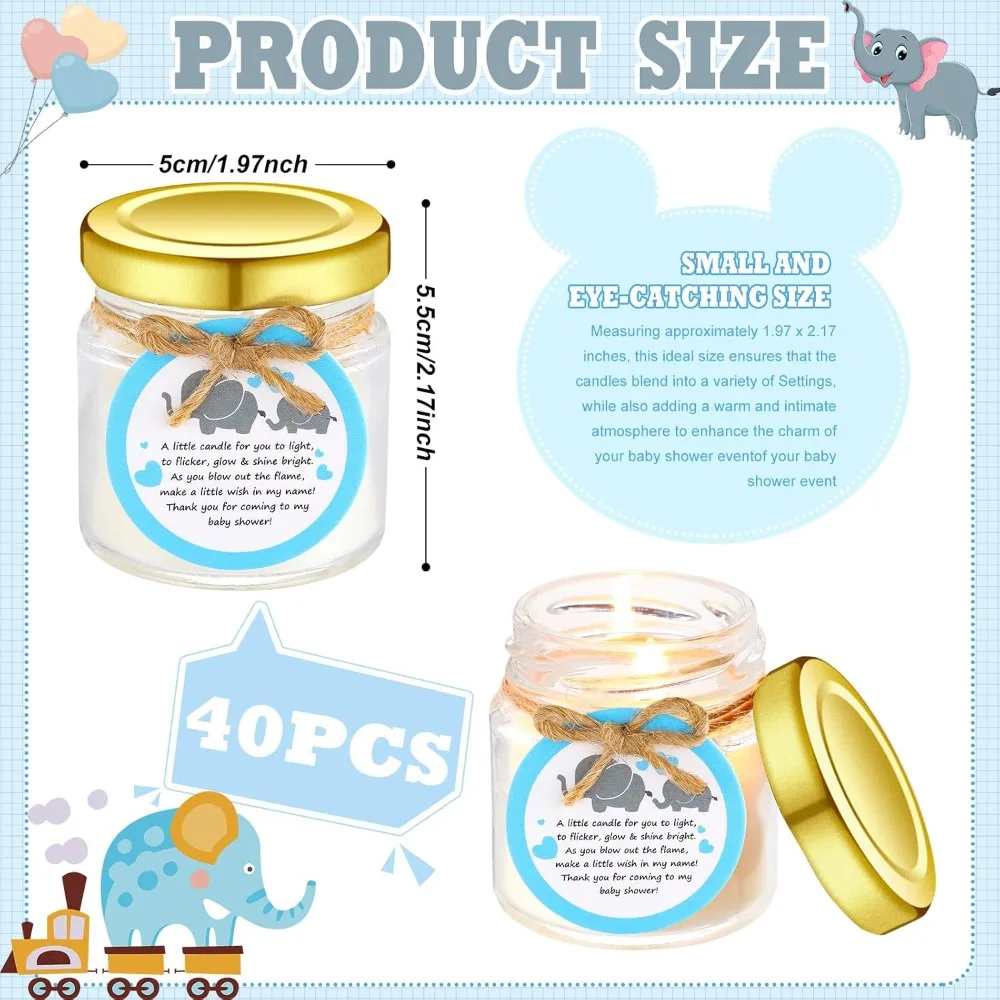 هدايا شموع استحمام الطفل - 40 عبوة من الجرار الزجاجية المعطرة باللافندر لاستحمام الأطفال الريفي وحفلات الكشف عن الجنس وأعياد الميلاد #2