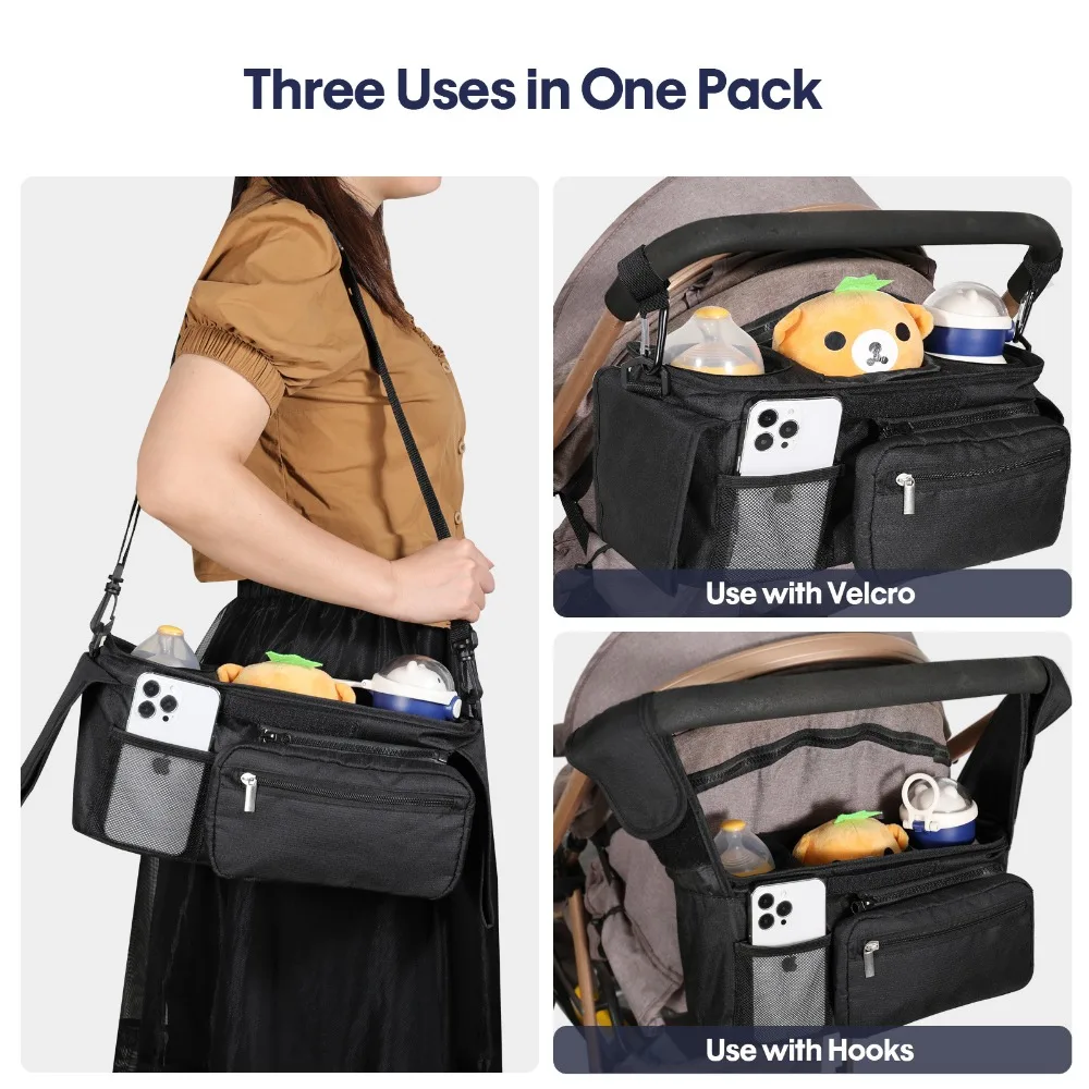 Large Capacity Stroller Storage Bag Phone Bottle Holder Cup Holder Pushchair Storage Bag Stroller Accessories Pram Diaper Bags