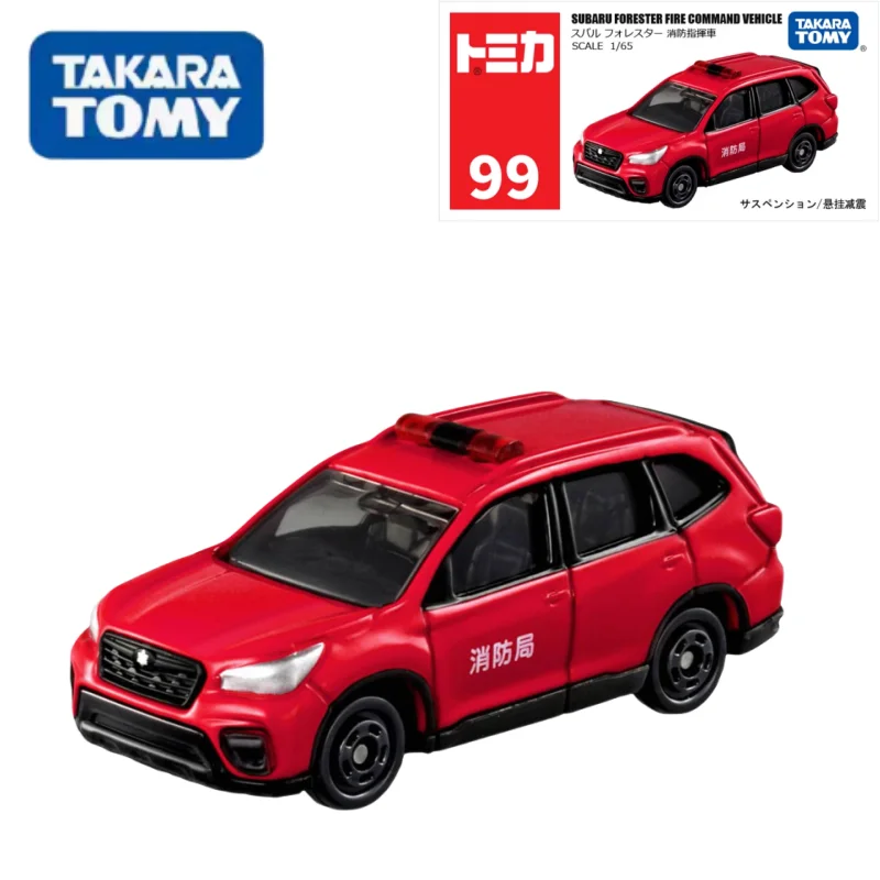 TAKARA TOMY 1:64 alloy die cast toy model car model, collectible gift for boys, 099 Subaru FORESTER FIRE command vehicle.