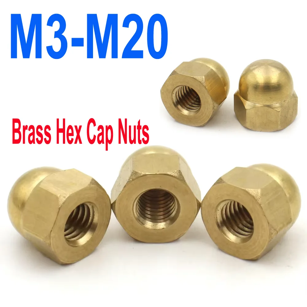 

DIN1587 Brass Cover Semicircle Acorn Nuts (M3-M20) – 1-20pcs Decorative Dome Head Protection Cap Nuts