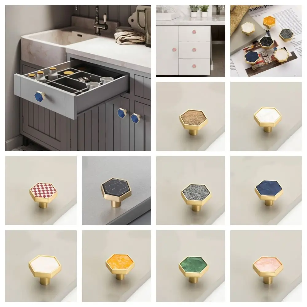 Minimalist Single Hole Cabinet Knob Nordic Modern Hexagonal Door Pull Handles Colorful Zinc alloy Drawer Knobs Wardrobe