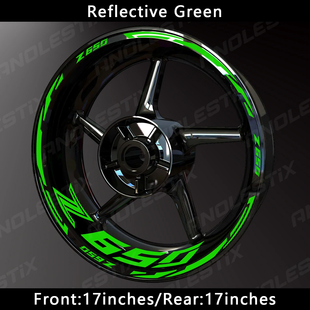 AnoleStix Adesivo riflettente per ruota moto Hub Decal Rim Stripe Tape per Kawasaki Z650