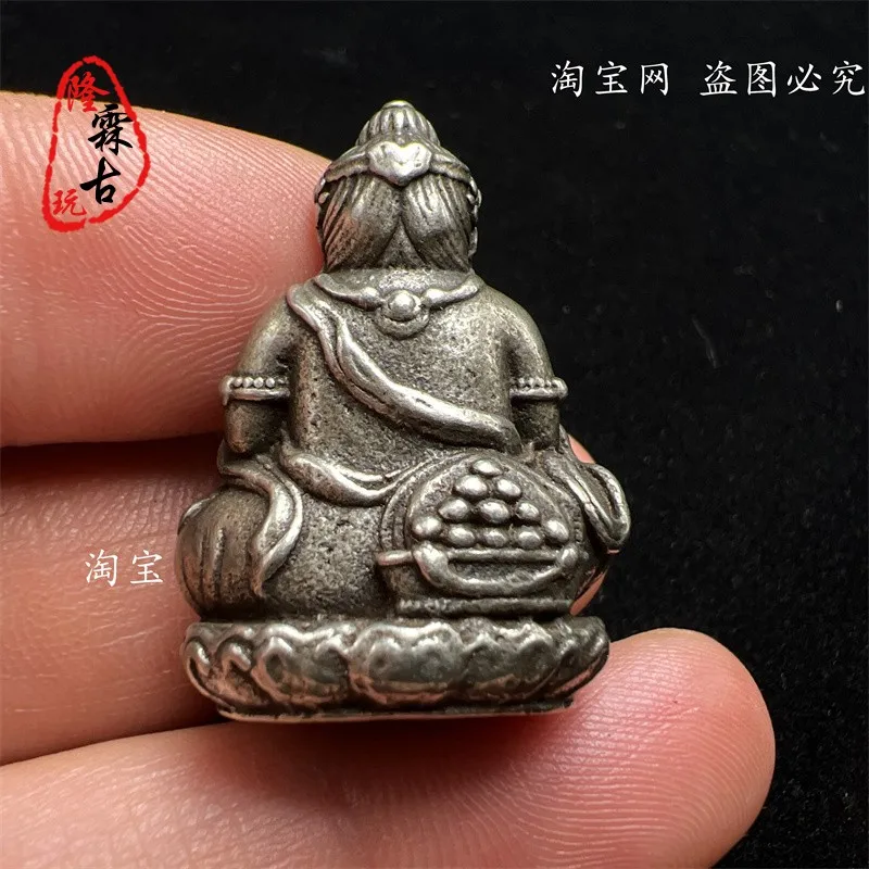 Mini Brass Yellow God of Wealth Trinket Tibetan Buddha Home Hall Worship Bronze Collection