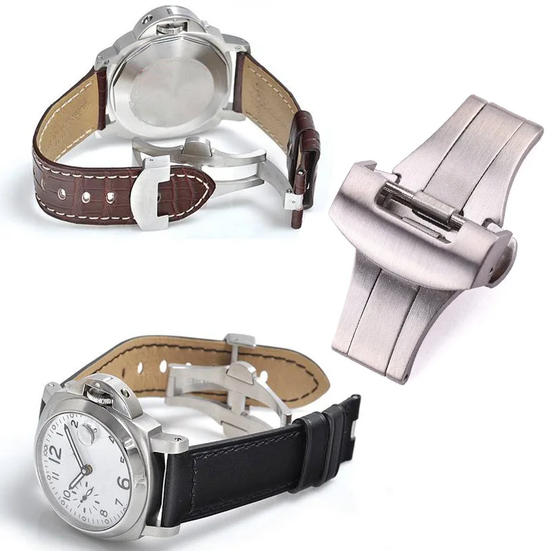 Fibbia a farfalla da 20mm 22mm per Panerai PAM 1950serie Chiusura pieghevole in acciaio inossidabile opaco e lucido Accessori per chiusura del cinturino